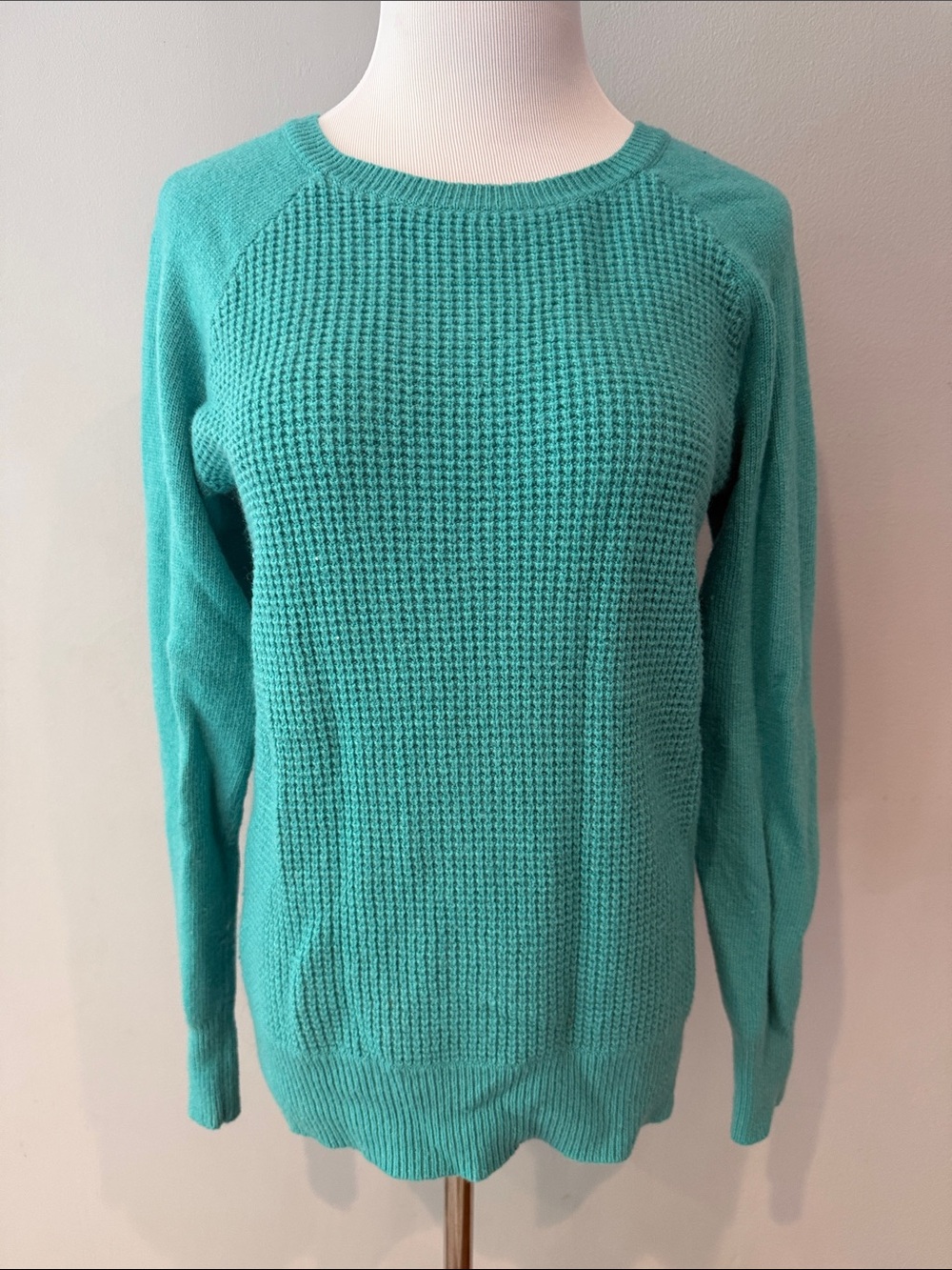 Vintage Jcrew  waffle-knit Crewneck  Sweater -teal - Small